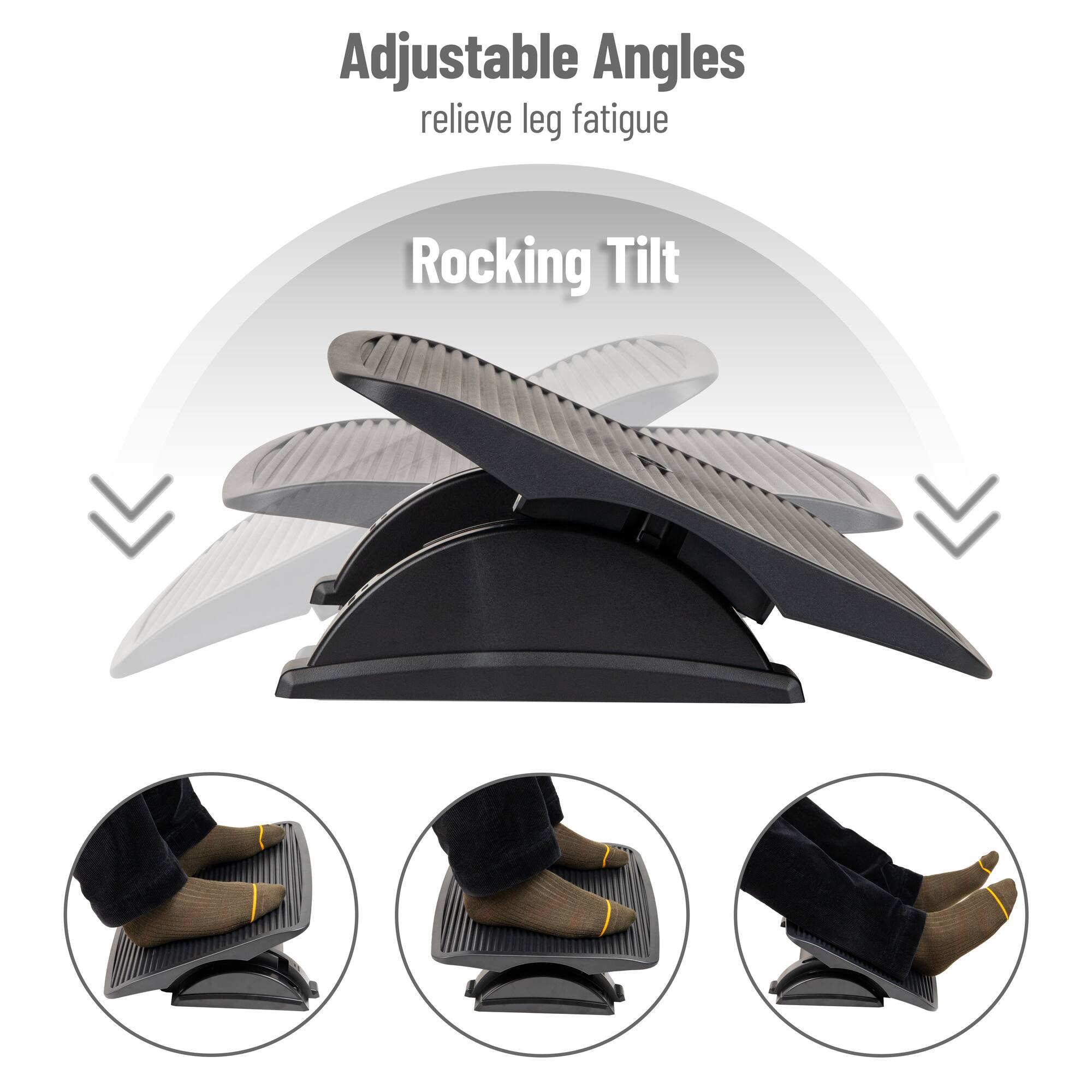 Mind Reader Foot Rest, Under Desk at Work, Ergonomic, Height Adjustable, Office, Plastic, Black
